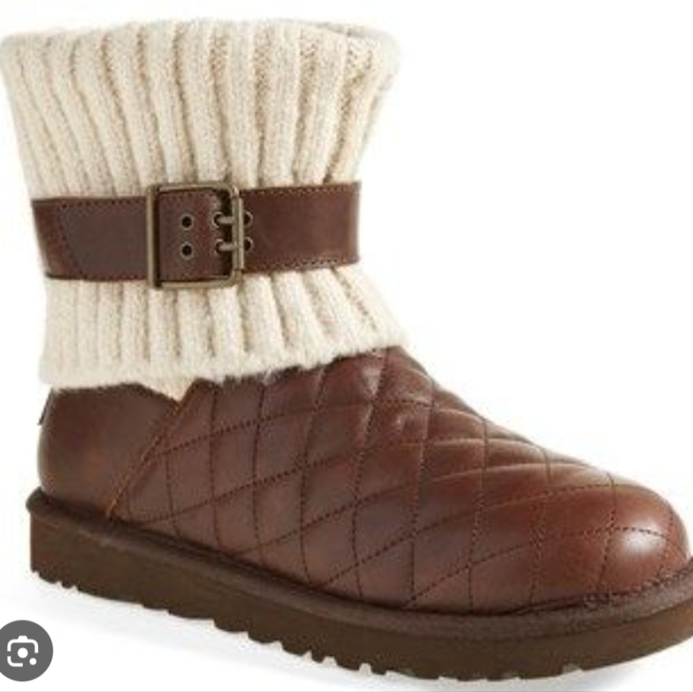 UGG Women's Cambridge Diamond Quilted Leather boots size 9 Brown